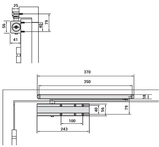 Доводчик дверний Cisa D5200.03.0.97 BC SLD до 80 кг FIRE сірий (37933) фото 8