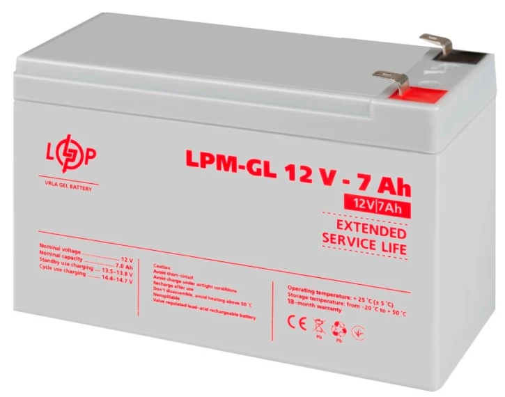 Акумулятор LogicPower LPM-GL 12 - 7 AH (6560) фото 3