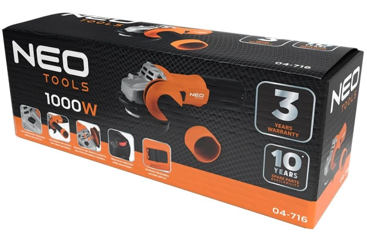 Угловая шлифмашина (болгарка) Neo Tools 1000 Вт, 125 мм (04-716) фото 3
