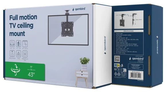 Стельовий поворотний кронштейн Gembird CM-43ST-01 19” - 43” (до 20 кг) фото 14