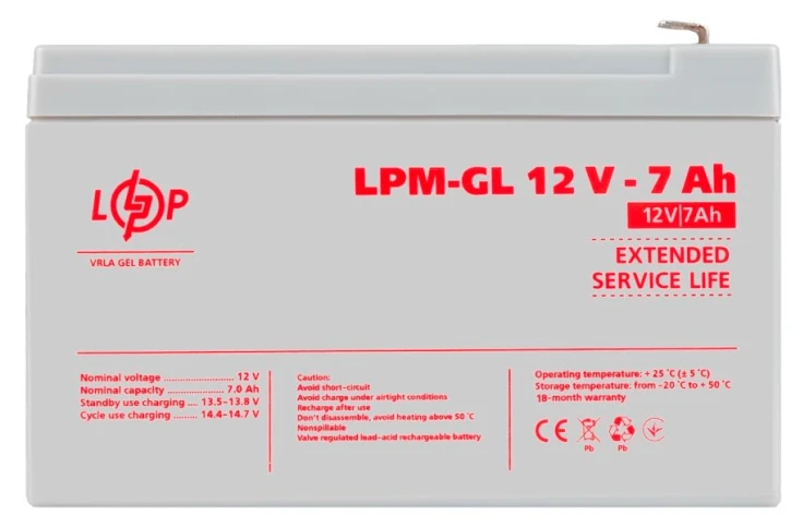 Акумулятор LogicPower LPM-GL 12 - 7 AH (6560)