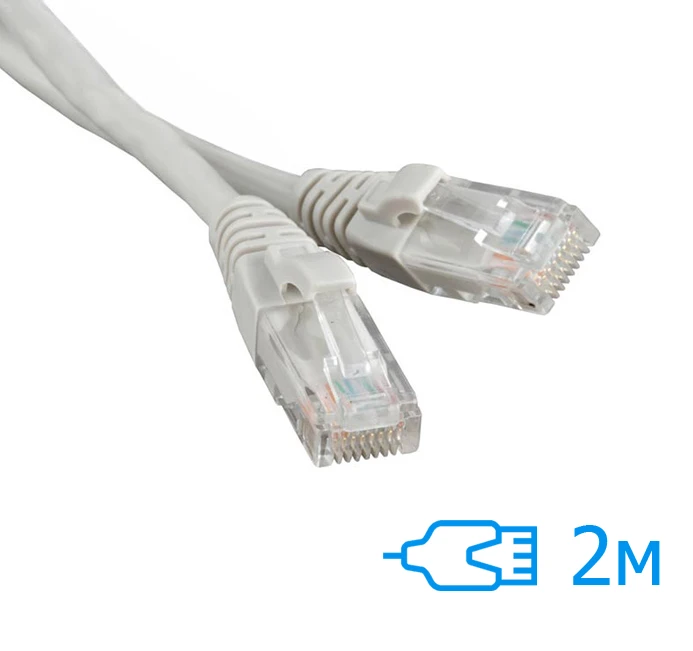 Патч-корд Ritar 2м UTP Cat.5e литой серый RJ45, CCA (PCR-CCA/2G)
