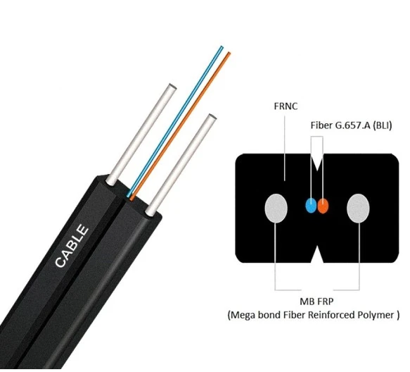 Оптичний кабель CMS FTTH MB FRP J/A-N(2ZM)H 2E9/125 G.657.A1 діелектричний, FRNC, 500 Н, бухта 1000 м (CMS-DROP-DF02E9B)