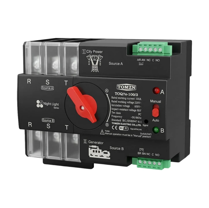 Автомат введення резерву TOMZN TOQ7e-100/3P (100A, 3P) під DIN-рейку з Wi-Fi (51-00120) фото 3