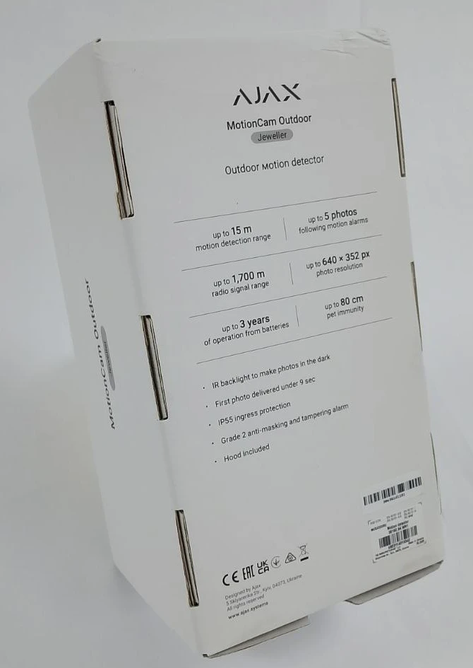 (Уцінка) Бездротовий вуличний датчик руху Ajax MotionCam Outdoor White фото 2