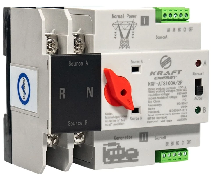 Автоматичний перемикач Kraft KRF-ATS100A/2p (2P, 400V, 100A) (51-00100) фото 3
