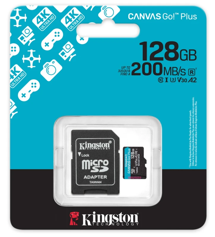 Карта пам'яті Kingston 128GB microSDXC сlass 10 UHS-I U3 V30 A2 Canvas Go Plus G4 (SDCG4/128GB) фото 3