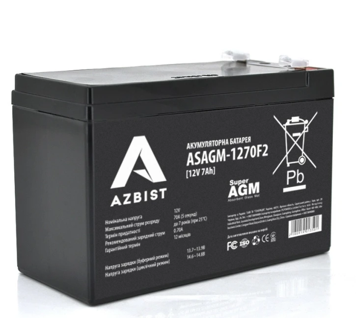 Аккумуляторная батарея Azbist ASAGM-1270F2 Super AGM, 12V 7.0Ah