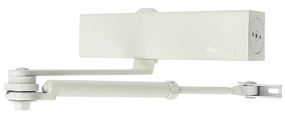 Доводчик дверний Cisa C1611.05.0.45 Professional Plus2 BC STD HO з фіксацією до 120 кг білий (37922)