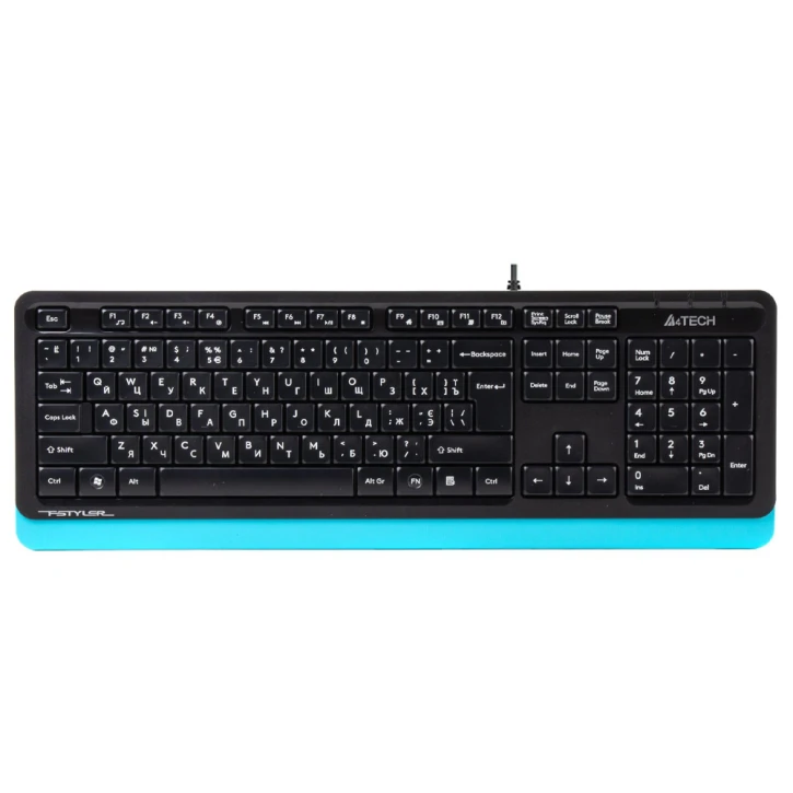Клавиатура A4tech Fstyler Sleek MMedia Comfort, USB, Black+Blue, (US+Ukrainian+Russian) A4Tech 14270