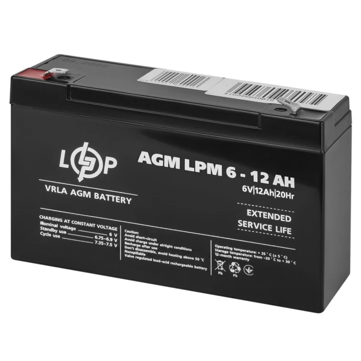 Акумулятор LogicPower AGM LPM 6V - 12 Ah (4159) фото 2