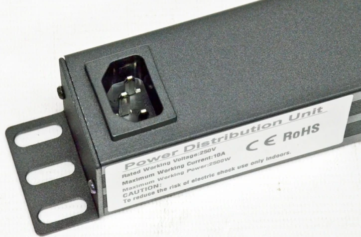 Блок розеток Kingda 19″ 1U, 8xC13 10А, з індикатором, без кабелю, чорний (KD-IEC1008WKPB19A-C14) фото 3