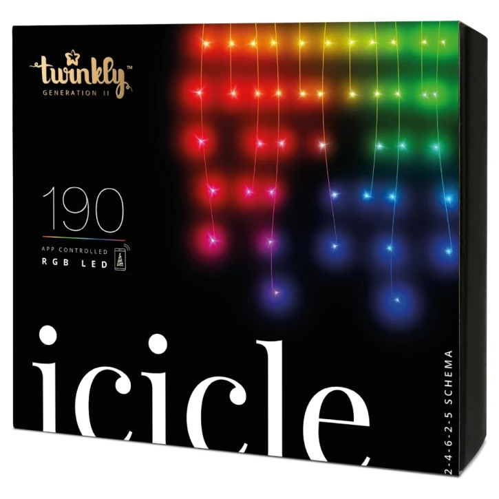 Гирлянда Smart LED Twinkly Icicle RGB 190, Gen II, IP44, длина 5м, прозрачный кабель (TWI190STP-TEU) Twinkly 16560