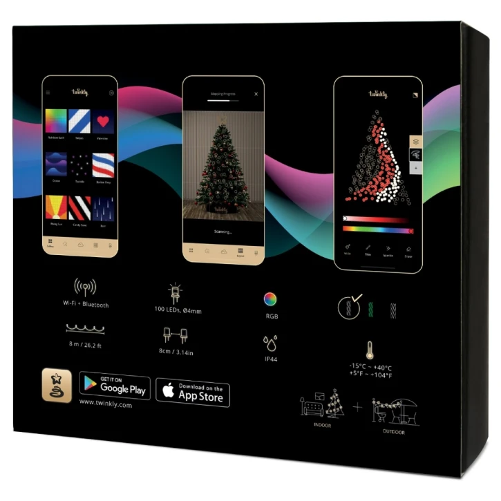 Гірлянда Smart LED Twinkly Strings RGB 100, Gen II, IP44, довжина 8м, чорний кабель (TWS100STP-BEU) Twinkly 16567 фото 7