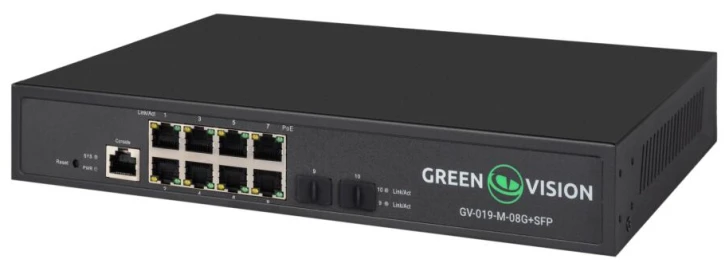 Комутатор GreenVision POE GV-019-M-08G+SFP (24516)
