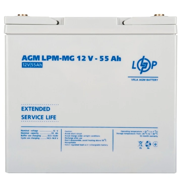 Акумулятор LogicPower LPM-MG 12V 55AH (LPM-MG 12 - 55 AH) фото 4