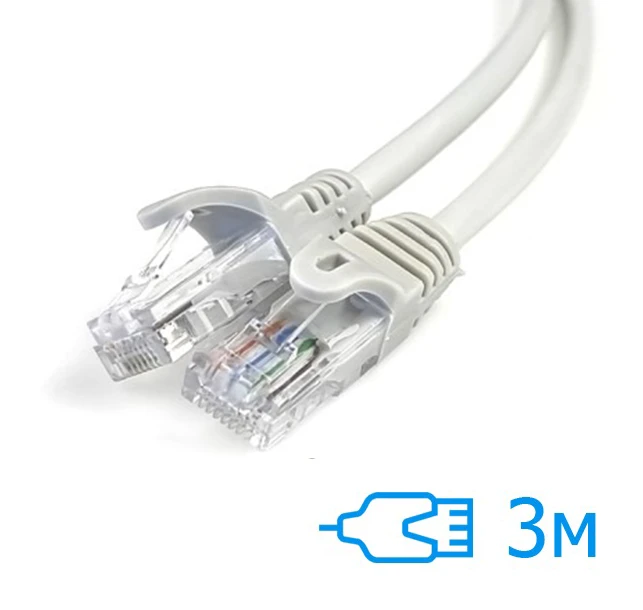 Патч-корд E-server UTP CAT5e, 3м, серый (CAT.5E UTP CORD-3M-GRY)