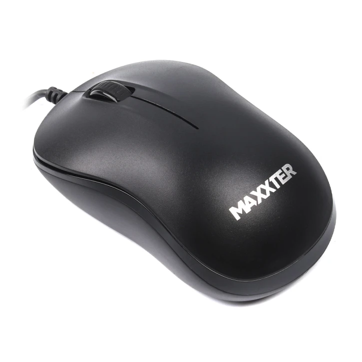 Миша дротова, оптична, 3 кнопки, 1200 DPI, USB, чорна Maxxter 14249-1