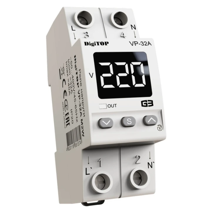 Реле напруги DigiTop VP-32A M2W White