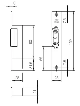 Електромеханічна защіпка Cisa 15005-07 НЗ-AЕ з короткою планкою сіра (38552) фото 9