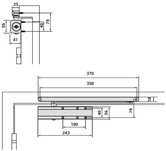 Доводчик дверний Cisa D5210.03.0.44 BC SLD HO з фіксацією до 80 кг чорний (39994) фото 8