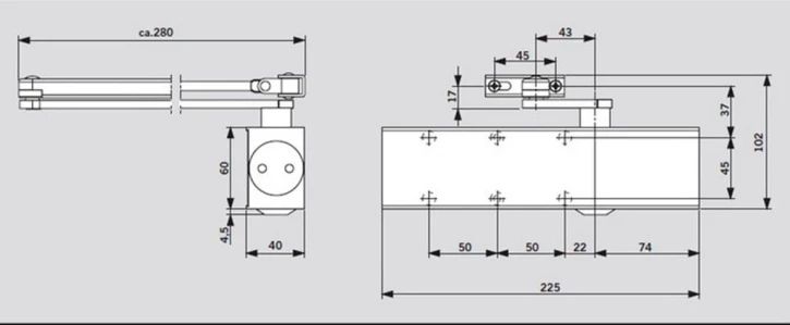 Доводчик дверний Dorma TS 83 ЕN 3/4/5/6 ліктьова тяга з фіксацією Silver фото 2