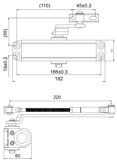 Доводчик дверний Cisa 60461.03.0.97 STD HO з фіксацією до 80 кг сірий (37901) фото 8