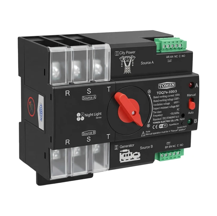 Автомат введення резерву TOMZN TOQ7e-100/3P (100A, 3P) під DIN-рейку з Wi-Fi (51-00120) фото 2