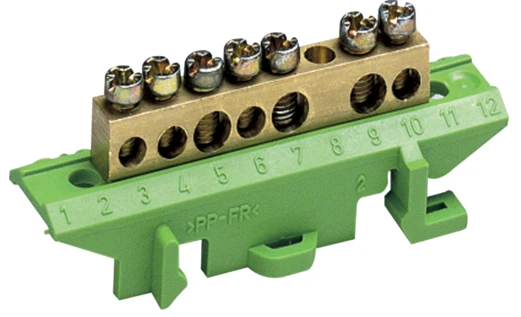 Клема захисна з тримачем Hager KM07E 3x16 + 4x10 мм2 Green