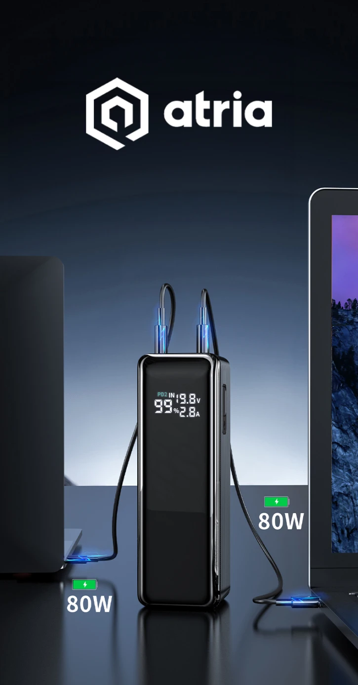 УМБ Atria WPD-160SB 160W USB-C 30000mAh Blue фото 4