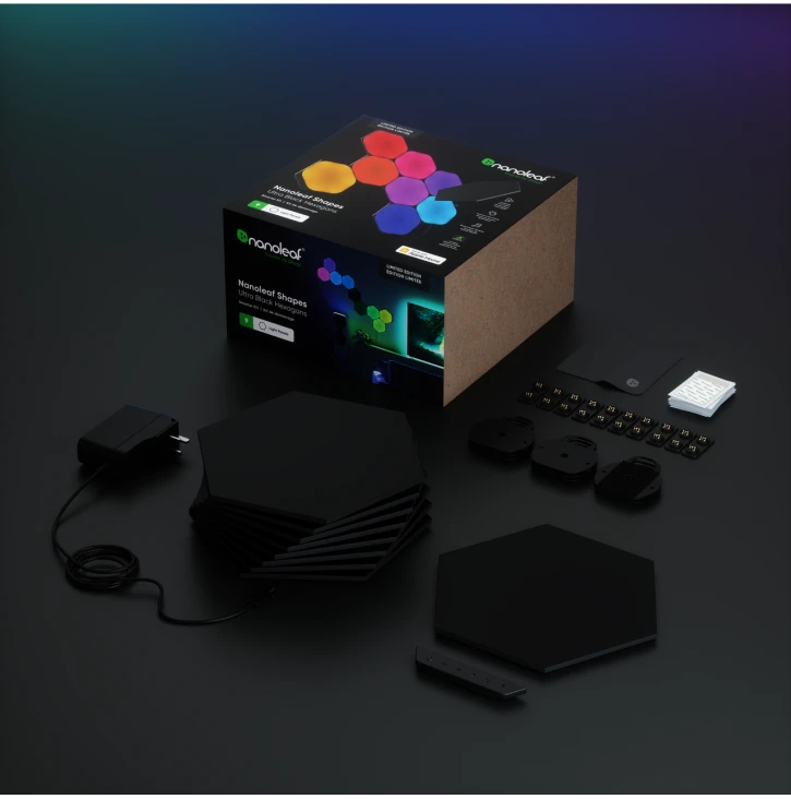 Розумна система освітлення Nanoleaf Shapes Ultra Black Hexagons Starter Kit, Apple Homekit — 9 шт. (NL42-0102HX-9PK) фото 2