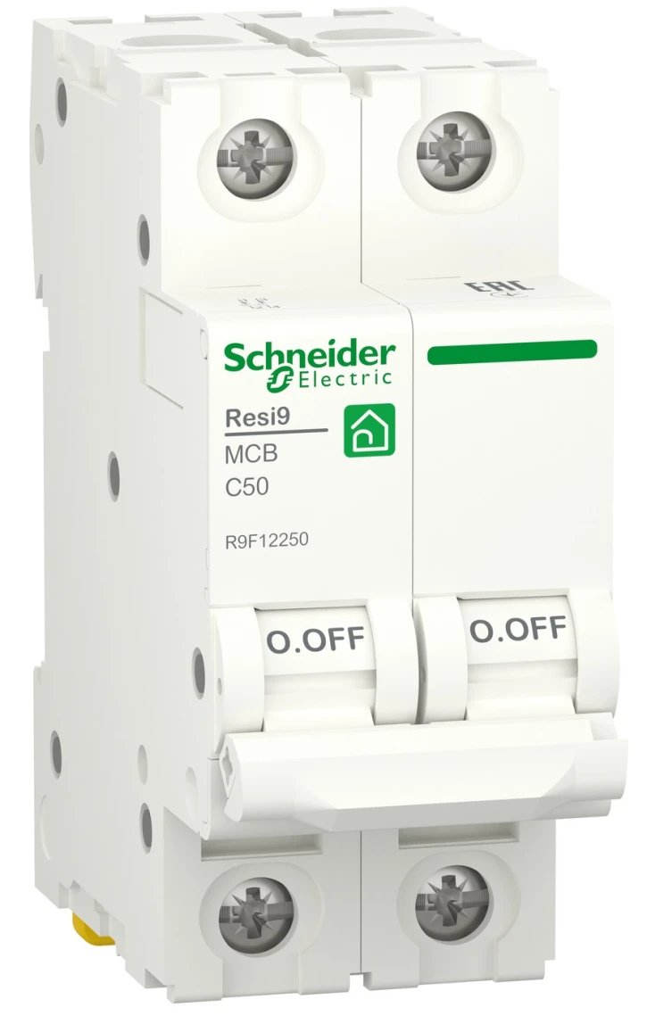 Автоматический выключатель Schneider Electric Resi9 R9F12250 (2P, 50A, 6kA, C) (R9F12250)
