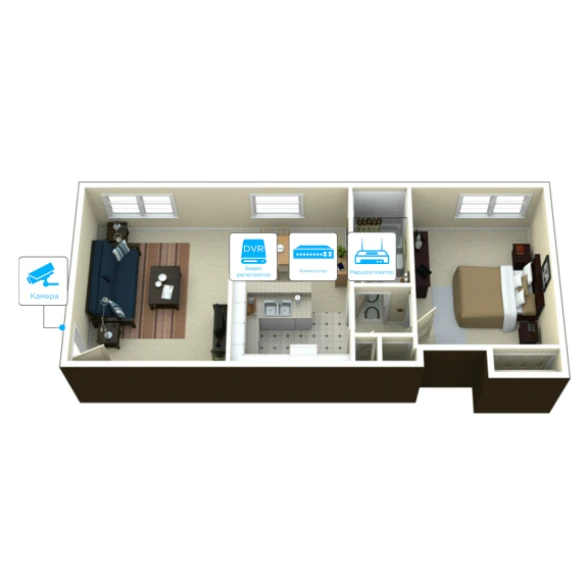 IP відеоспостереження 1 камера (2Мп) для квартири 14505