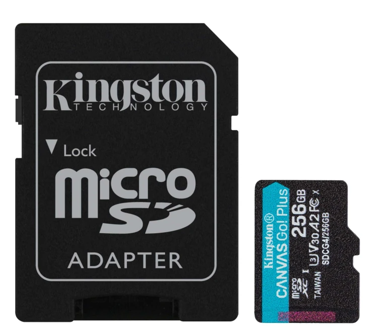 Карта пам'яті Kingston 256GB microSDXC сlass 10 UHS-I U3 V30 A2 Canvas Go Plus G4 (SDCG4/256GB)