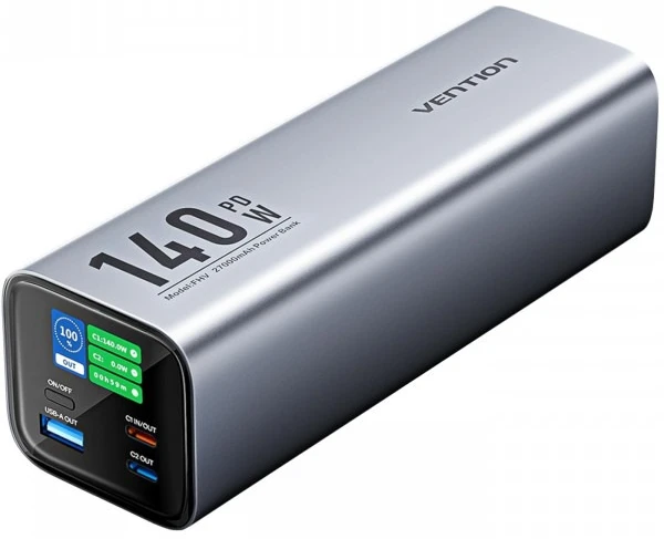 УМБ Vention 27000mAh 140W 5A PD, QC3.0 Gray
