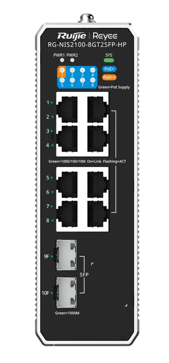 Комутатор Ruijie RG-NIS2100-8GT2SFP-HP PoE++ фото 2