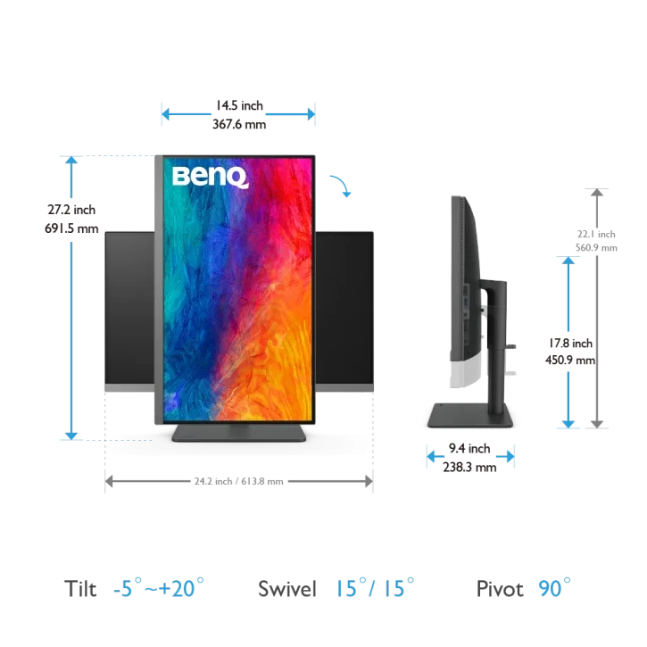 Монитор BenQ PD2706U 27" Dark Grey (9H.LLJLB.QBE) фото 5