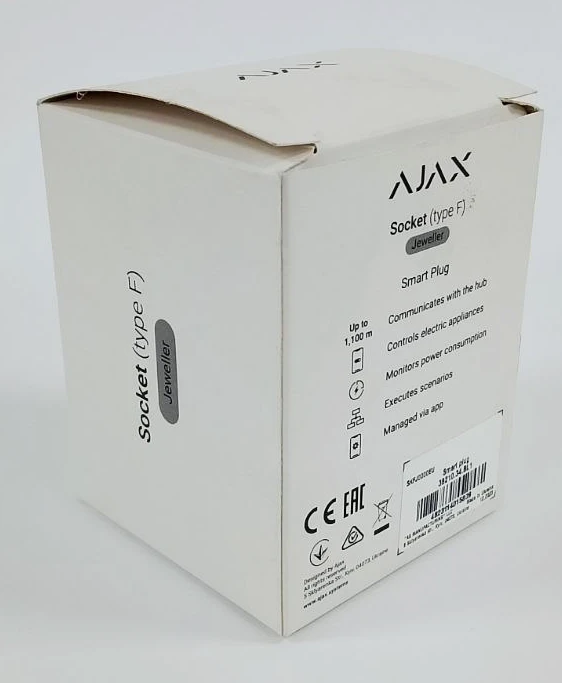 (Уцінка) Радіокерована розумна розетка з лічильником енергоспоживання Ajax Socket Black фото 2