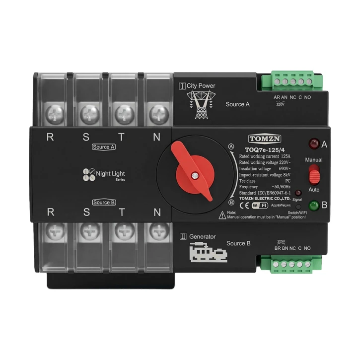 Автомат введення резерву TOMZN TOQ7e-125/4P (125A, 4P) під DIN-рейку з Wi-Fi (51-00121)