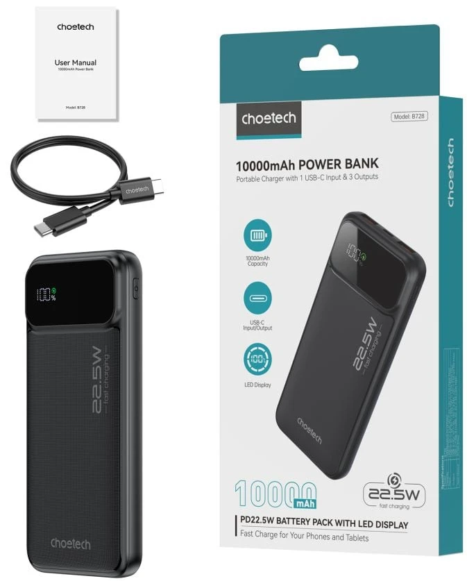 УМБ Choetech B728 10000mAh Black (43-00114) фото 3