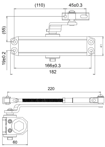 Доводчик дверний Cisa 60460/60470.03.0.44 STD до 80 кг чорний (37897) фото 8
