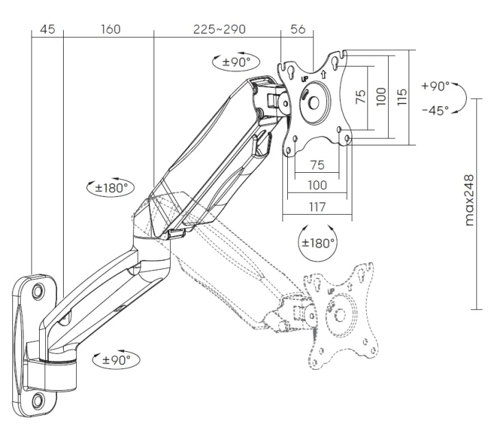 Настенный крепеж для монитора Officepro MA310B Black фото 7
