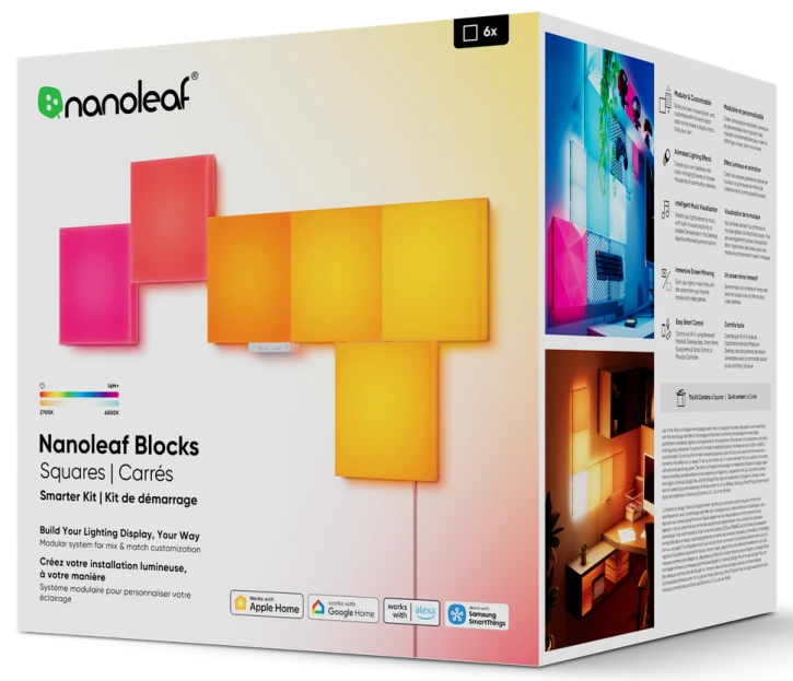 Умные световые панели Nanoleaf Blocks Squares Smarter Kit с поддержкой HomeKit и Matter - 6 шт. (N8100K02-6BS)
