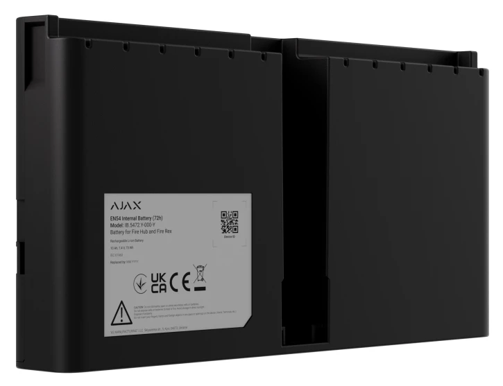 Перезаряженная Li-ion батарея для установки в EN54 Fire Hub или EN54 Fire ReX Ajax EN54 Internal Battery (72h) Black (127879.324.BL) фото 2