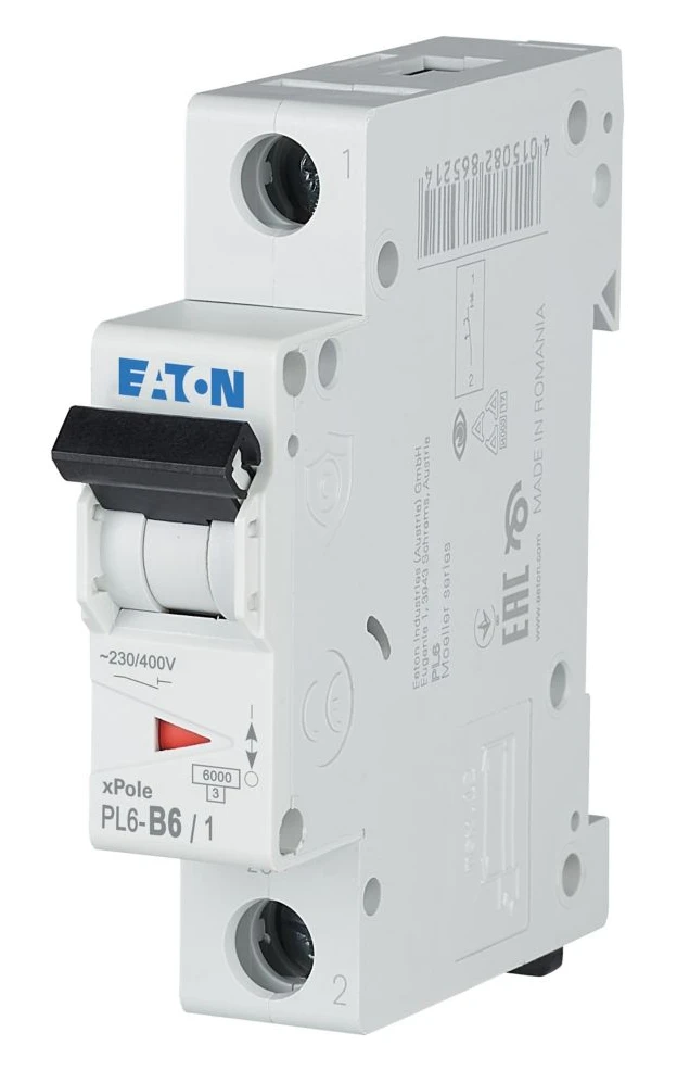 Автоматичний вимикач Eaton PL6-B6/1 (1P, В, 6 А, 6 кА) White (286518)