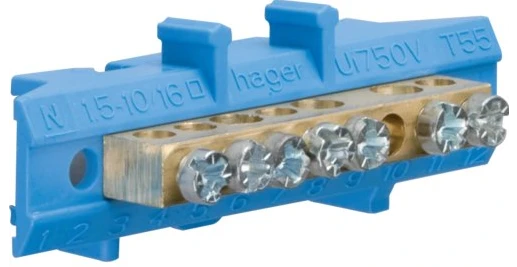 Шина нульова Hager KM07N Blue