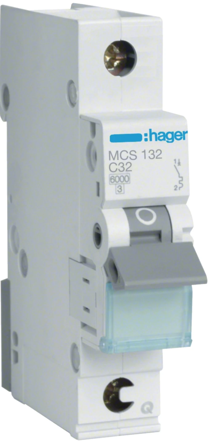 Автоматичний вимикач Hager MCS132 (1P, 6kA, C, 32A, 1M)