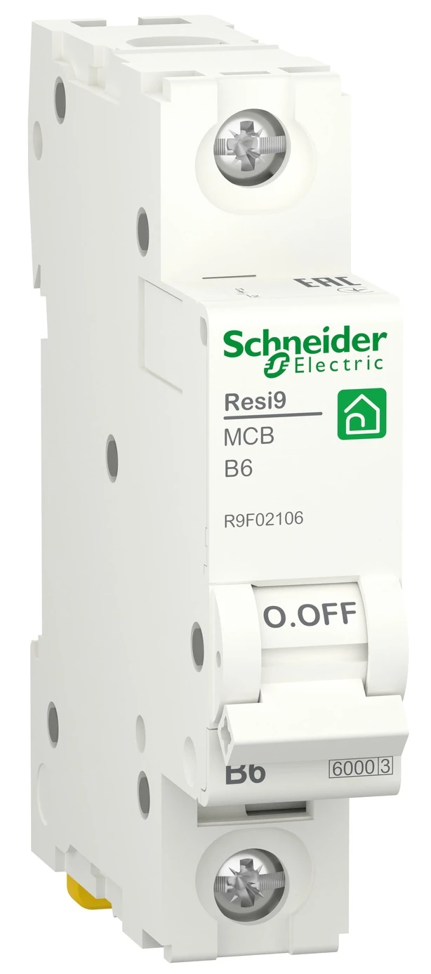Автоматический выключатель Schneider Electric Resi9 (1P, 6A, B, 6kA) (R9F02106)
