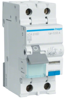 Диференціальний автоматичний вимикач Hager ADA916D (1P+N, 16A, B, 30mA, 6kA, A)