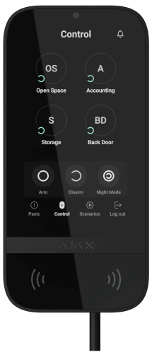 Проводная клавиатура с сенсорным экраном Ajax KeyPad TouchScreen Fibra Black